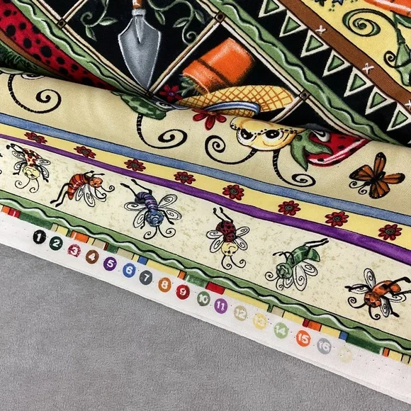 Vintage Bonijean Botanical Bugs cotton fabric 80” x 44.5” - Picture 6 of 8